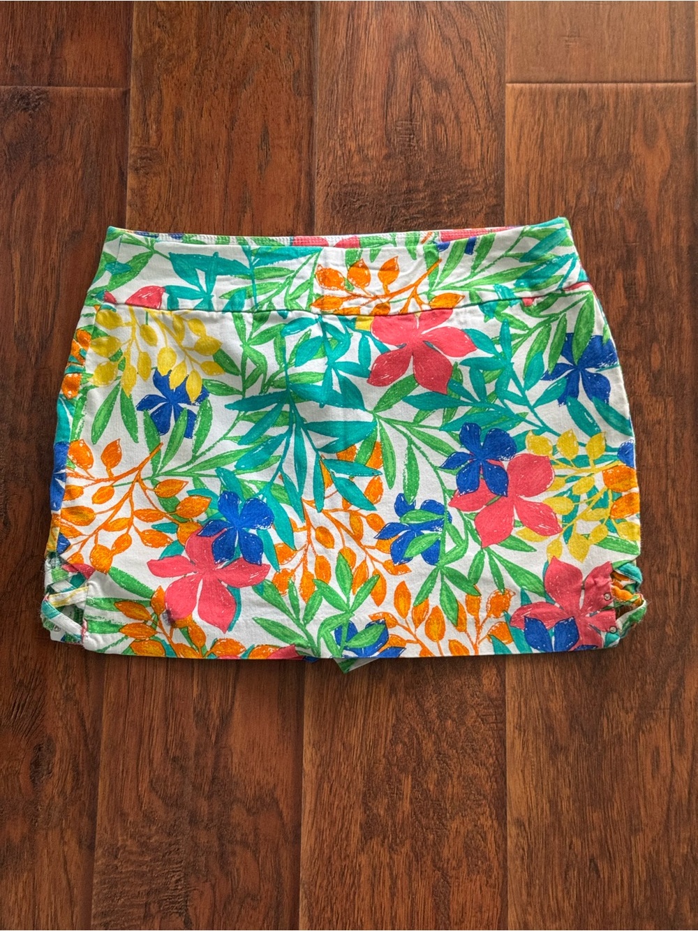 Attyre Floral Mini Skirt in White, Green, Pink, Blue & Orange